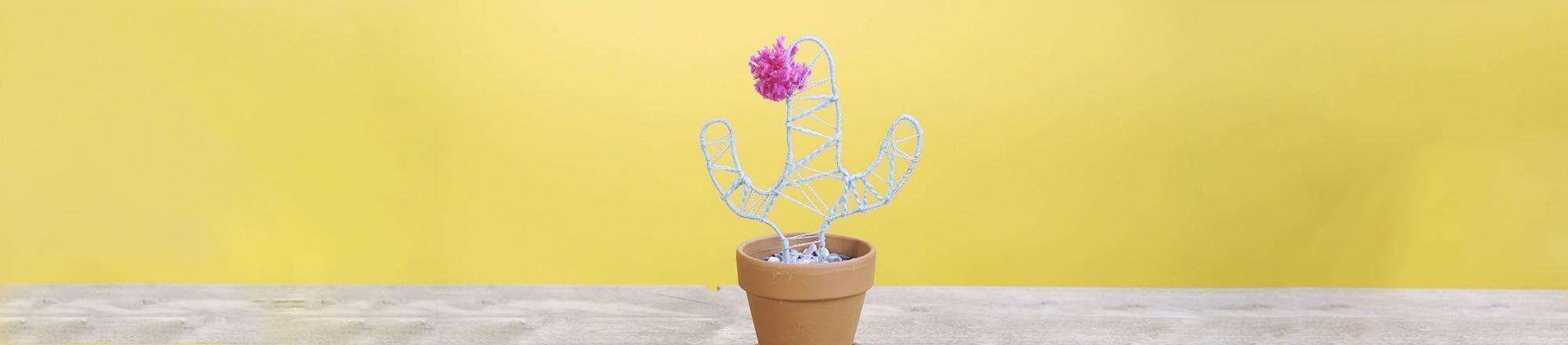 DIY: Kunstcactus van ijzerdraad en wol